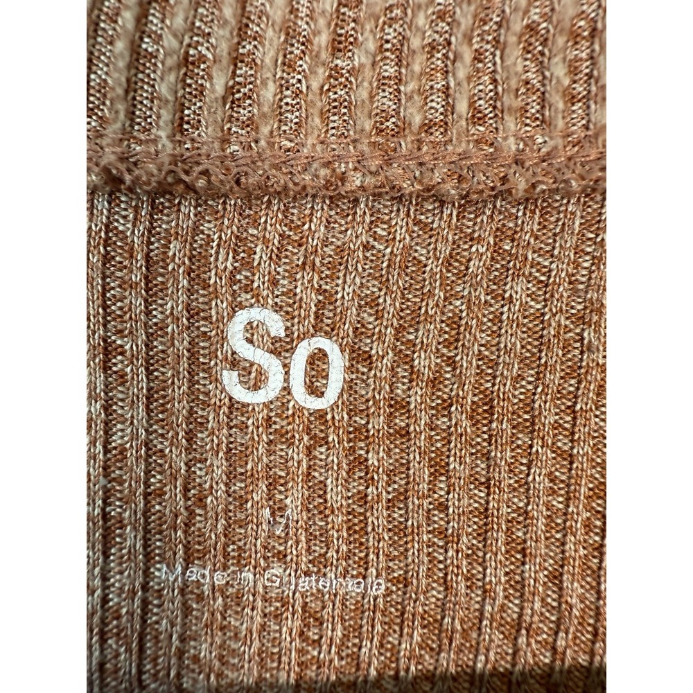 Women's Brown Ribbed Knit Long Sleeve Pullover Sweater Size M Brand So - Picture 2 of 5